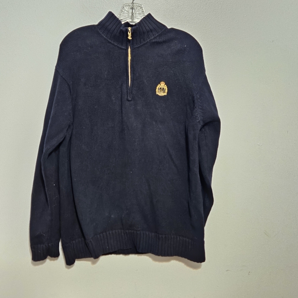 Lauren Ralph Lauren Gold Accent Black Zip Up Sweater Size Med